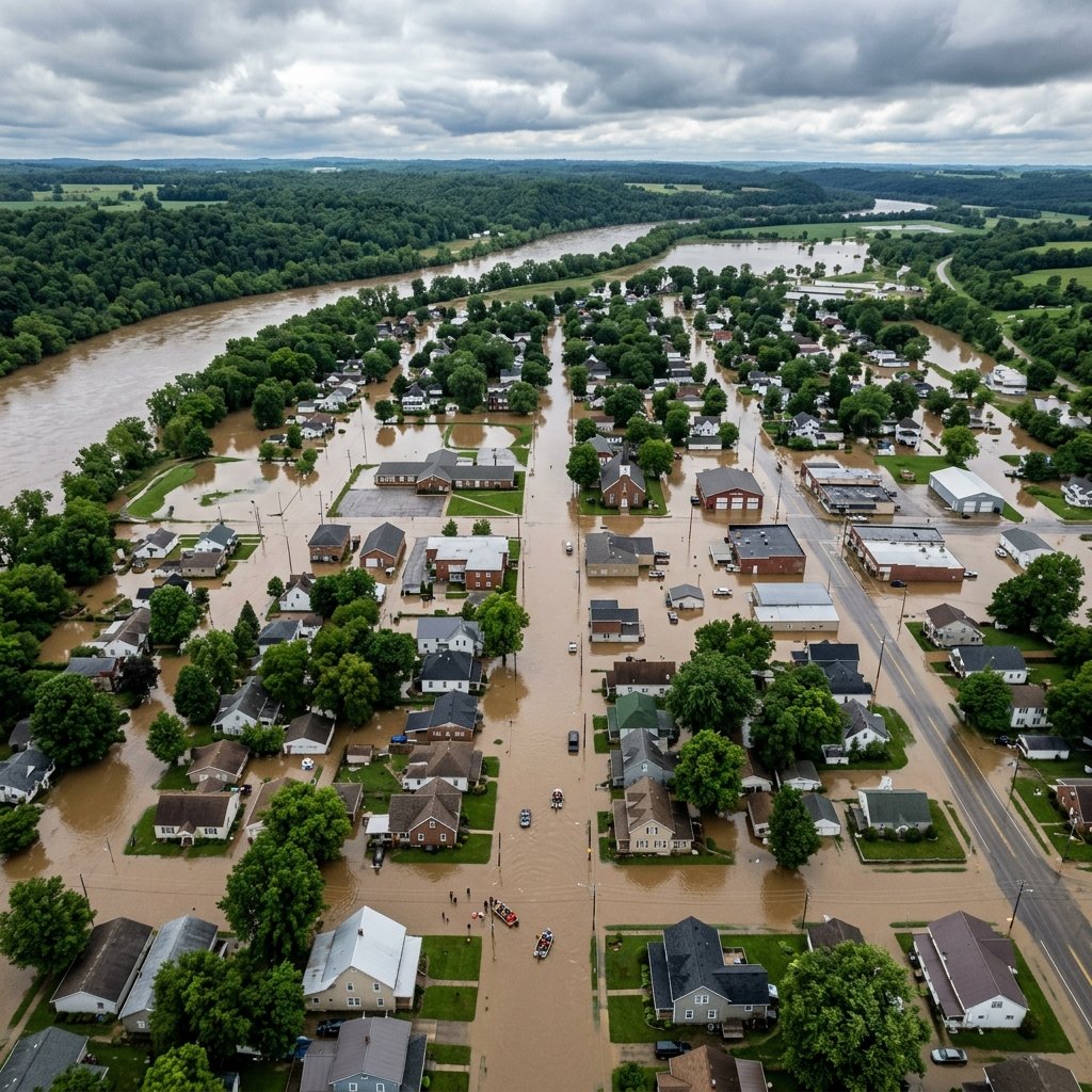 Flooded Town Aerial